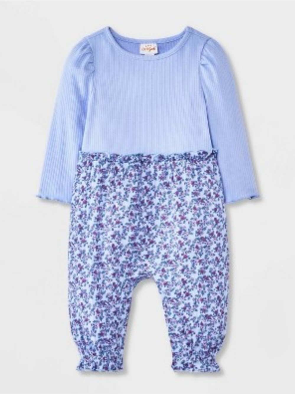 Cat & Jack Baby Girls' Light Blue Floral One-Piece Romper